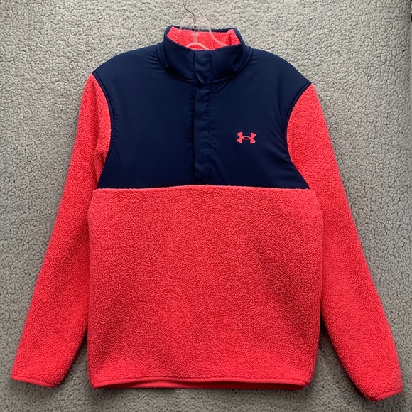 Under‎ Armour Golf Sweater Fleece Pullover Women’s S Pink NWOT Pile Quarter Zip - Picture 1 of 10